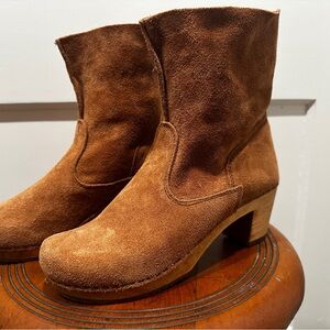 Sanitas Brown Suede Heeled Clogs – Size EU 38
